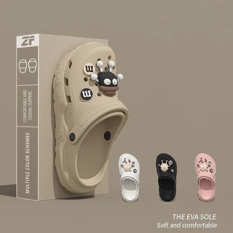 Cartoon Charms Cross Clogs Eva Soft Summer House Slippers Women's Sandals Slipper Man Shoes Kids Indoor Slipper